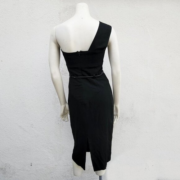 Black Halo One Shoulder Belted Sheath Dress - Picture 2 of 8